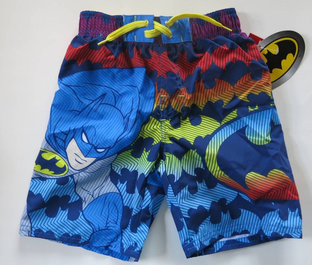 BATMAN *NWT* Bathing Suit Swimming Trunks Shorts Size 4 Youth Superhero Summer